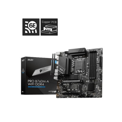 Материнcька плата MSI PRO B760M-A WIFI DDR4 s1700 B760 4xDDR4 M.2 HDMI DP WiFi BT mATX (911-7D99-055)
