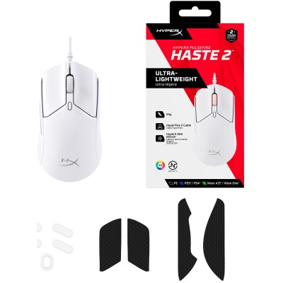 Миша HyperX Pulsefire Haste 2, RGB, USB-A, USB, білий (6N0A8AA) Миша HyperX Pulsefire Haste 2, RGB, USB-A, USB, білий (6N0A8AA)