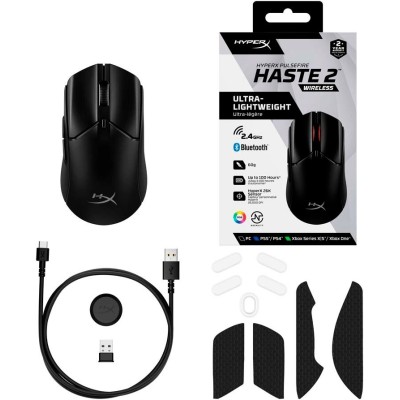 Миша HyperX Pulsefire Haste 2, RGB, USB-A/WL/BT, чорний (6N0B0AA) Миша HyperX Pulsefire Haste 2, RGB, USB-A/WL/BT, чорний (6N0B0AA)