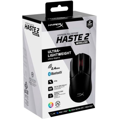 Миша HyperX Pulsefire Haste 2, RGB, USB-A/WL/BT, чорний (6N0B0AA) Миша HyperX Pulsefire Haste 2, RGB, USB-A/WL/BT, чорний (6N0B0AA)