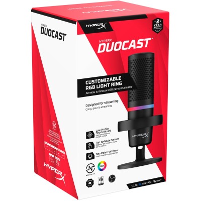 Мікрофон геймінговий HyperX DuoCast, Omni/Bi, USB-A, 2м, NGenuity, RGB, чорний (4P5E2AA) Мікрофон геймінговий HyperX DuoCast, Omni/Bi, USB-A, 2м, NGenuity, RGB, чорний (4P5E2AA)