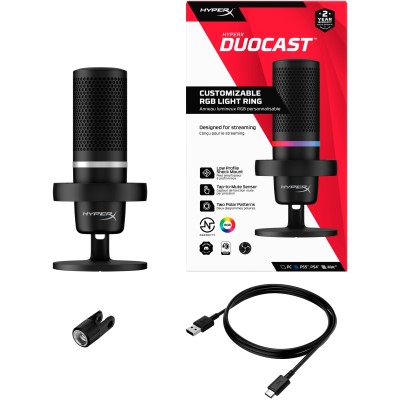 Мікрофон геймінговий HyperX DuoCast, Omni/Bi, USB-A, 2м, NGenuity, RGB, чорний (4P5E2AA) Мікрофон геймінговий HyperX DuoCast, Omni/Bi, USB-A, 2м, NGenuity, RGB, чорний (4P5E2AA)