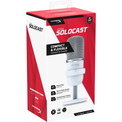 Мікрофон геймінговий HyperX SoloCast, Bi, USB-A, 2м, NGenuity, білий (519T2AA) Мікрофон геймінговий HyperX SoloCast, Bi, USB-A, 2м, NGenuity, білий (519T2AA)