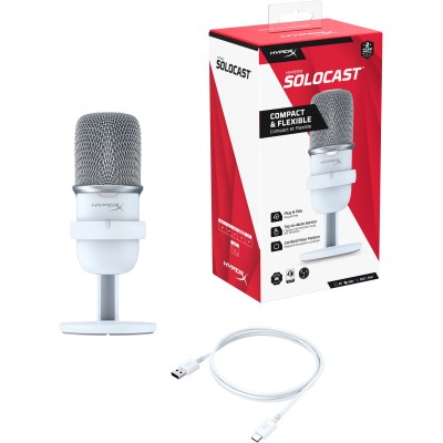 Мікрофон геймінговий HyperX SoloCast, Bi, USB-A, 2м, NGenuity, білий (519T2AA) Мікрофон геймінговий HyperX SoloCast, Bi, USB-A, 2м, NGenuity, білий (519T2AA)