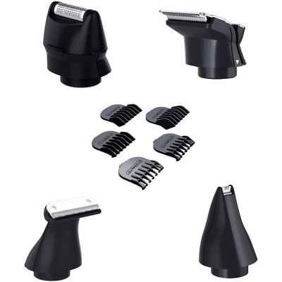 Набір для стрижки Remington Groom Kit, для бороди, вусів, голови і носа, акум., насадок-10, титан.напил., чорний (PG6130)