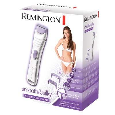 Тример Remington, для тіла та інтимних зон Smooth&Silky, акум., насадок-2, для жінок, кейс, сталь, фіолетовий (BKT4000)
