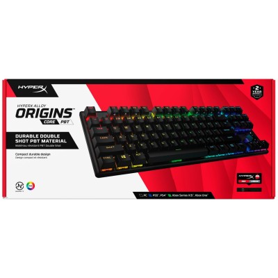 Клавіатура механічна HyperX Alloy Origins Core PBT 87key, Red, USB-A, EN/UA, RGB, чорний (639N7AA)