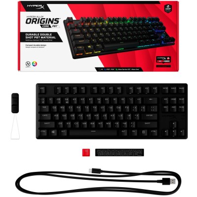 Клавіатура механічна HyperX Alloy Origins Core PBT 87key, Red, USB-A, EN/UA, RGB, чорний (639N7AA)