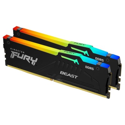 Пам'ять ПК Kingston DDR5 64GB KIT (32GBx2) 5200 FURY Beast RGB (KF552C40BB2AK2-64)