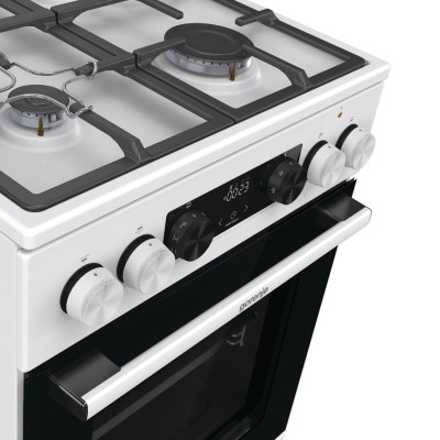 Плита Gorenje комбінована, 70л, 50x60см, дисплей, IconLed, чавун, білий (GK5C43WF)