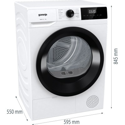Сушильна машина Gorenje DHNE82/P тепловий насос, 8кг, А++, 60см, дисплей, білий (DHNE82P)