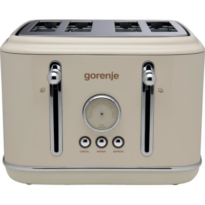 Тостер Gorenje, 950Вт, функц. розморожування, автовідключення, пластик + металл, бежевий (T2300CLIN) Тостер Gorenje, 950Вт, функц. розморожування, автовідключення, пластик + металл, бежевий (T2300CLIN)