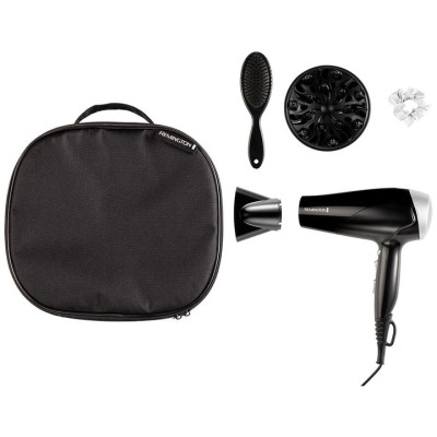 Фен Remington Style Edition, 2200Вт, 3 режими, іоніз-я, хол. обдув, дифузор, гребінець, резинка, кейс, чорно-сірий (D3171GP)