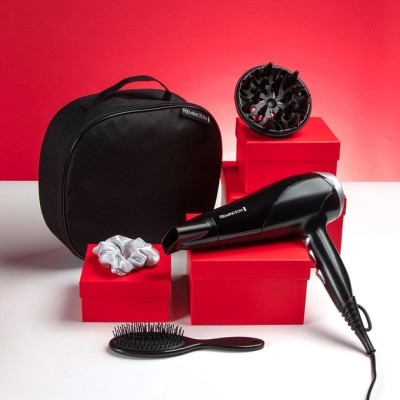 Фен Remington Style Edition, 2200Вт, 3 режими, іоніз-я, хол. обдув, дифузор, гребінець, резинка, кейс, чорно-сірий (D3171GP)