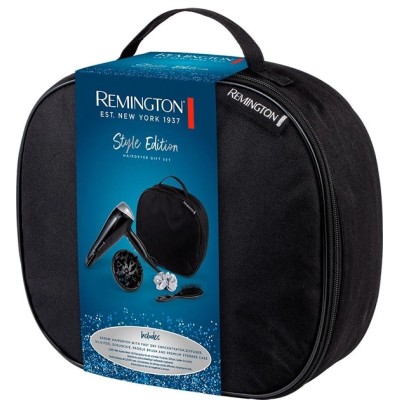 Фен Remington Style Edition, 2200Вт, 3 режими, іоніз-я, хол. обдув, дифузор, гребінець, резинка, кейс, чорно-сірий (D3171GP)