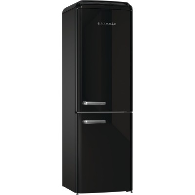 Холодильник з нижн. мороз. камерою Gorenje, 194x66x60см, 2 двері, 204(96)л, А++, Retro, NoFrost+, Внутр. Диспл, Зона св-ті, чорн