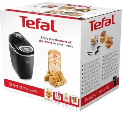 Хлібопічка Tefal Bread of the World 1600Вт, програм-19, макс.вага -1,5кг, форма-квадрат, пластик, чорний (PF611838)