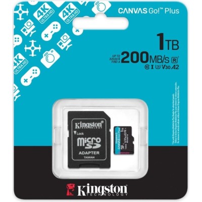 Карта пам'яті Kingston MicroSDXC 1TB Canvas Go Plus Gen4 200MB/s A2 U3 V30 + SD-адаптер (SDCG4/1TB)
