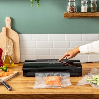 Вакууматор Tefal Classic для пакетів, 35см, електронне керування, +18 пакетів,, пластик, чорний (VT254070)