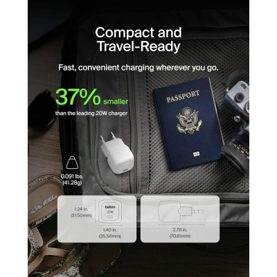 Зарядний пристрій мережевий Belkin 20Вт USB-C PD PPS, білий Зарядний пристрій мережевий Belkin 20Вт USB-C PD PPS, білий