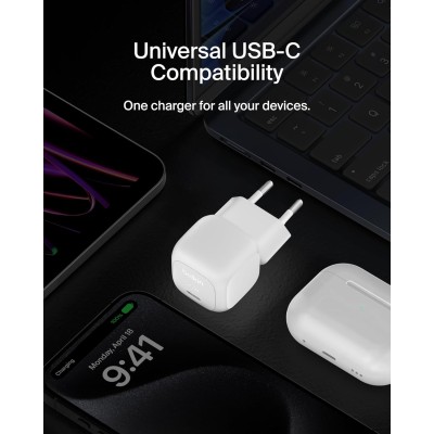 Зарядний пристрій мережевий Belkin 20Вт USB-C PD PPS, білий Зарядний пристрій мережевий Belkin 20Вт USB-C PD PPS, білий