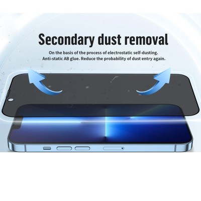 Захисне 2.5D скло Blueo Full Cover Anti-Peep для Apple iPhone 15 Pro Max (6.7") Чорний
