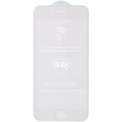 Захисне скло 5D Hard (full glue) (тех.пак) для Apple iPhone 7 / 8 / SE (2020) (4.7") Білий
