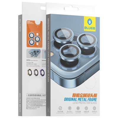 Захисне скло BlueO Metal на камеру для Apple iPhone 16 (6.1") / 16 Plus (6.7") Синій / Blue