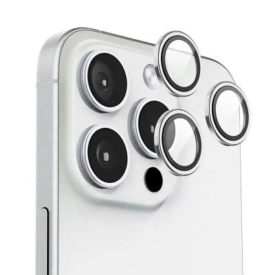 Захисне скло BlueO Metal на камеру для Apple iPhone 16 Pro / 16 Pro Max / 15 Pro / 15 Pro Max Срібний / Silver