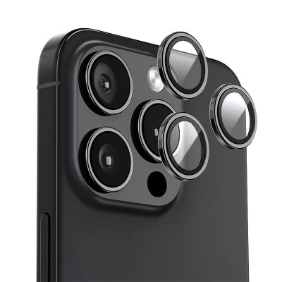 Захисне скло BlueO Metal на камеру для Apple iPhone 16 Pro / 16 Pro Max / 15 Pro / 15 Pro Max Чорний / Black