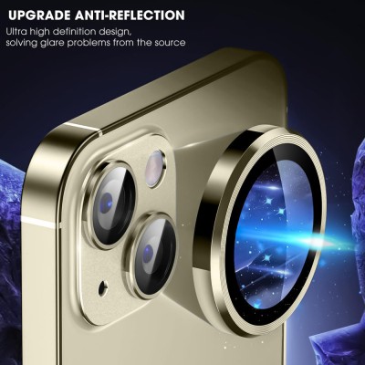 Захисне скло Metal Classic на камеру (в упак.) для Apple iPhone 15 (6.1") / 15 Plus (6.7") Золотий / Gold