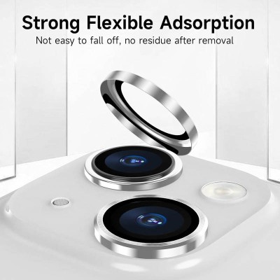 Захисне скло Metal Classic на камеру (в упак.) для Apple iPhone 15 (6.1") / 15 Plus (6.7") Срібний / Silver