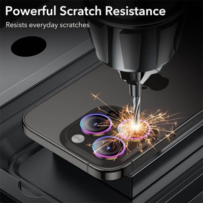 Захисне скло Metal Classic на камеру (в упак.) для Apple iPhone 15 Pro (6.1") / 15 Pro Max (6.7") Бузковий / Rainbow