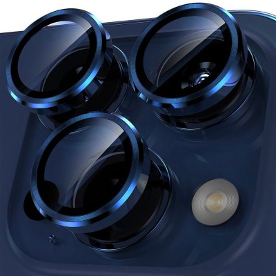 Захисне скло Metal Classic на камеру (в упак.) для Apple iPhone 15 Pro (6.1") / 15 Pro Max (6.7") Синій / Dark Blue