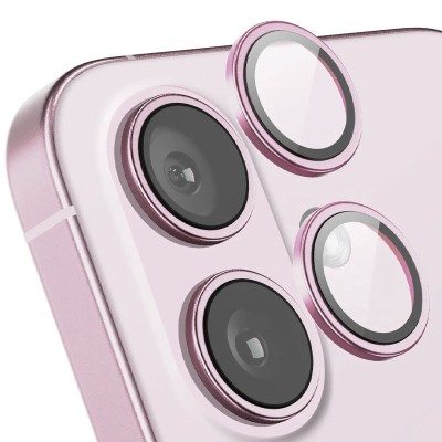 Захисне скло Metal Classic на камеру (в упак.) для Apple iPhone 16 (6.1") / 16 Plus (6.7") Рожевий / Pink