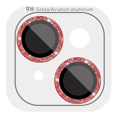 Захисне скло Metal Sparkles на камеру (в упак.) для Apple iPhone 15 (6.1") / 15 Plus (6.7") Червоний / Red