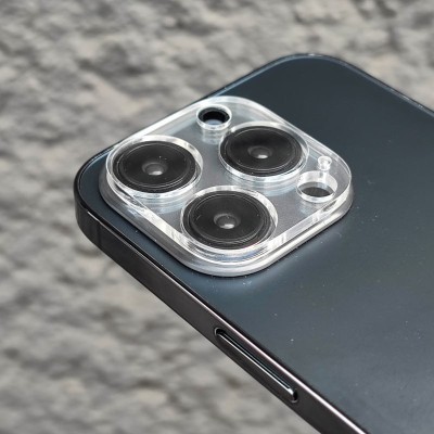 Захисне скло на камеру Full Block (тех.пак) для Apple iPhone 15 Pro (6.1") / 15 Pro Max (6.7") Прозорий