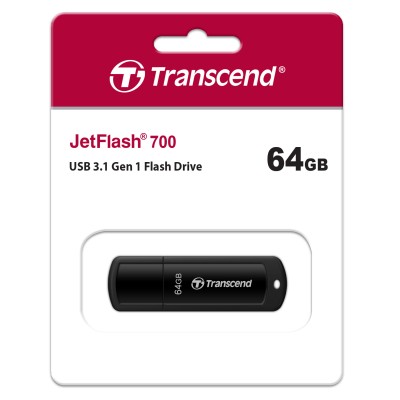 Накопичувач Transcend 64GB USB 3.1 Type-A JetFlash 700 Чорний (TS64GJF700)