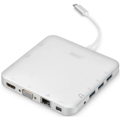 Хаб DIGITUS USB-C > HDMI/VGA/miniDisplayPort/3xUSB-A/USB-C/SD/MicroSD/RJ54/Audio Хаб DIGITUS USB-C > HDMI/VGA/miniDisplayPort/3xUSB-A/USB-C/SD/MicroSD/RJ54/Audio