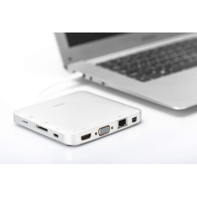 Хаб DIGITUS USB-C > HDMI/VGA/miniDisplayPort/3xUSB-A/USB-C/SD/MicroSD/RJ54/Audio Хаб DIGITUS USB-C > HDMI/VGA/miniDisplayPort/3xUSB-A/USB-C/SD/MicroSD/RJ54/Audio