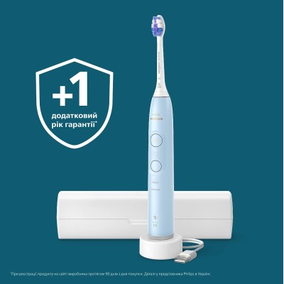 Щітка зубна електр. Philips, Sonicare 6100 Series, 62т. колив/хв, насадок-1, футляр, блакитний (HX7406/02) Щітка зубна електр. Philips, Sonicare 6100 Series, 62т. колив/хв, насадок-1, футляр, блакитний (HX7406/02)