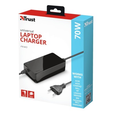 Адаптер живлення Trust Primo 70W-19V Universal Laptop Charger, чорний Адаптер живлення Trust Primo 70W-19V Universal Laptop Charger, чорний