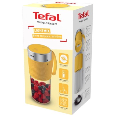 Блендер Tefal Lightmix портативний для смузі, чаша-300мл, USB, тритан, жовтий (BL1C0230)