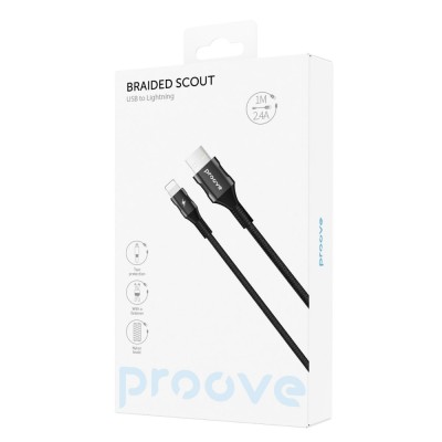 Кабель Proove Braided Scout USB to Lightning 2.4A (1m) (CCBS20001101) black Кабель Proove Braided Scout USB to Lightning 2.4A (1m) (CCBS20001101) black