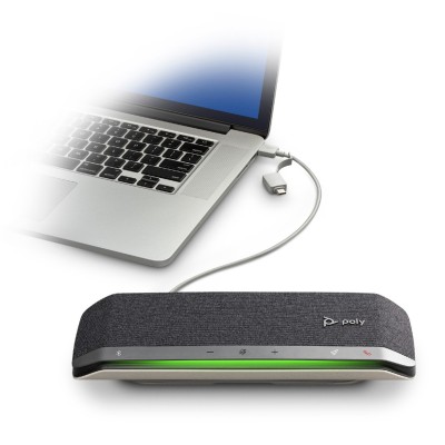 Спікерфон Poly Sync 40-M, сертифікат Microsoft Teams, 3 x Bi-Mic, радіус 2,5 м, USB-A, USB-C, Bluetooth, сірий (77P35AA)