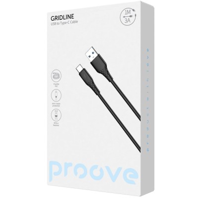Кабель Proove GridLine USB to Type-C 3A (1m) black (CCGL15001201)