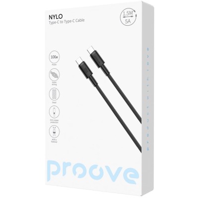 Кабель Proove Nylo Type-C to Type-C 100W (1.5m) black (CCPN11002201)