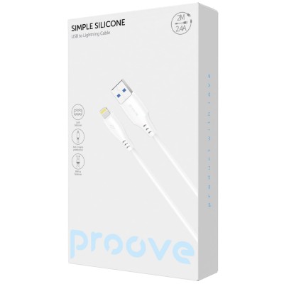 Кабель Proove Simple Silicone USB to Lightning 2.4A (2m) white (CCSS12001122)
