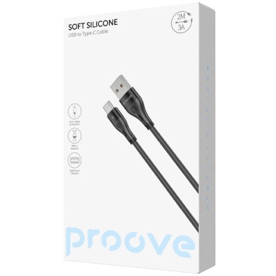 Кабель Proove Soft Silicone USB to Type-C 3A (2m) black (CCSO20001221)