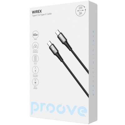 Кабель Proove WireX Type-C to Type-C 60W (1m) black (CCWX60002201)